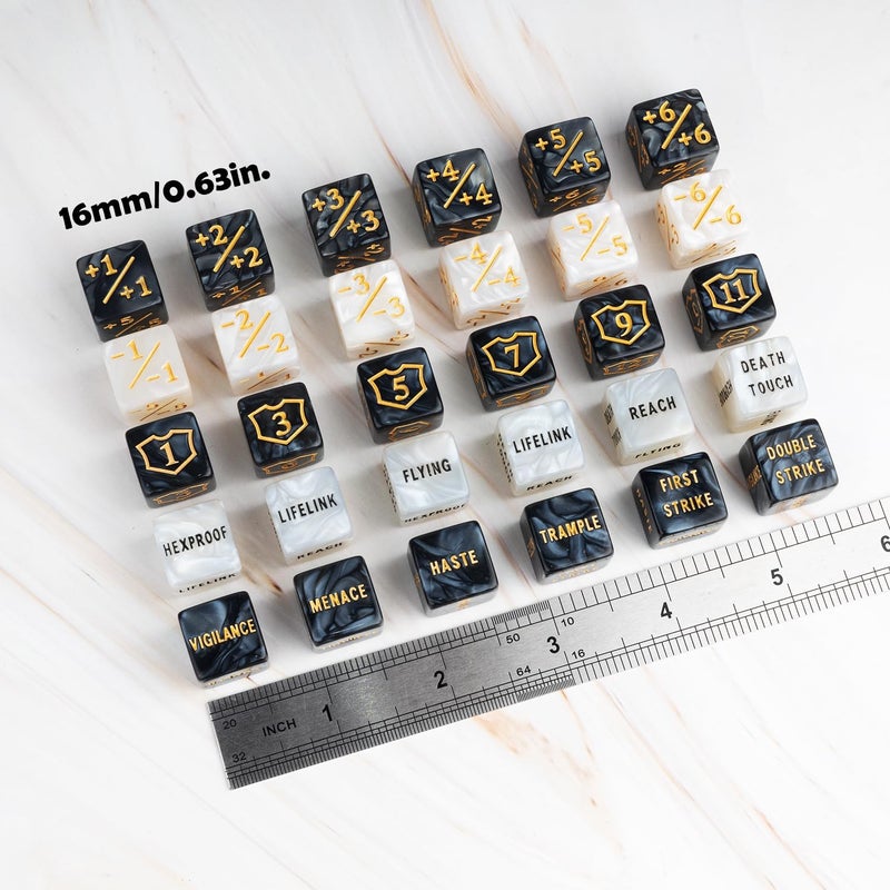 LAMJAM 65 Pieces MTG Dice Counters Life Keyword Counter Dice Set Plus One/+1 Buff Abilities Shield Tokens for MTG, TCG, Cards Gaming Accessories - Image 3